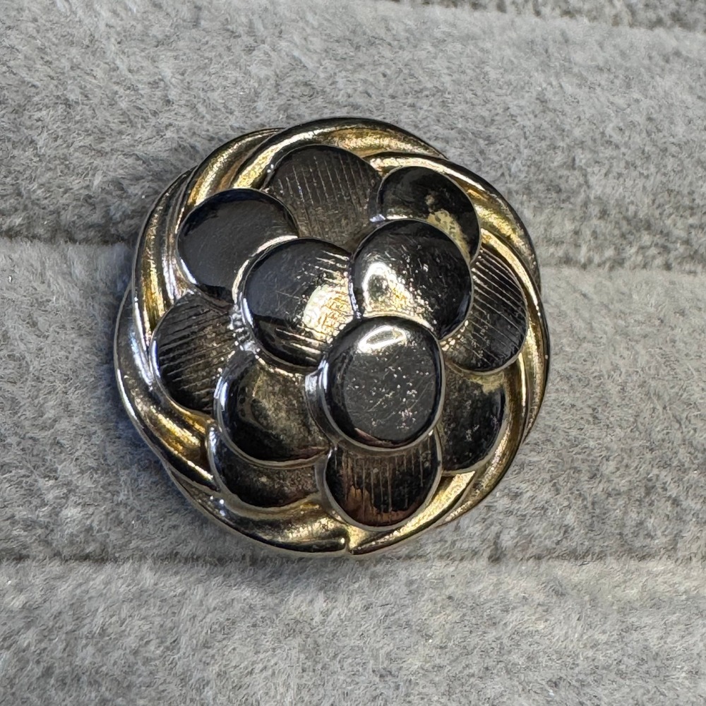 Vintage Gold Gold Tone Floral Rope Border Brooch Pin 1"